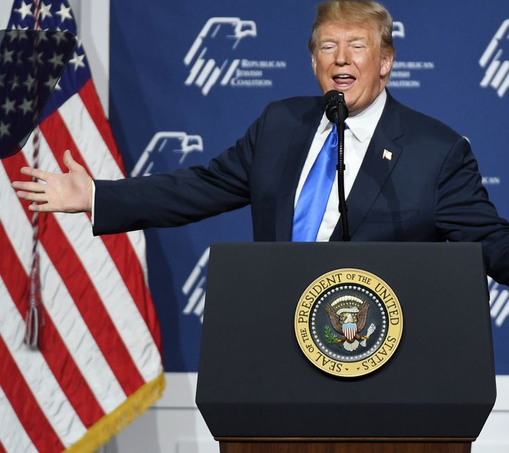 President Donald Trump speaks to the RJC