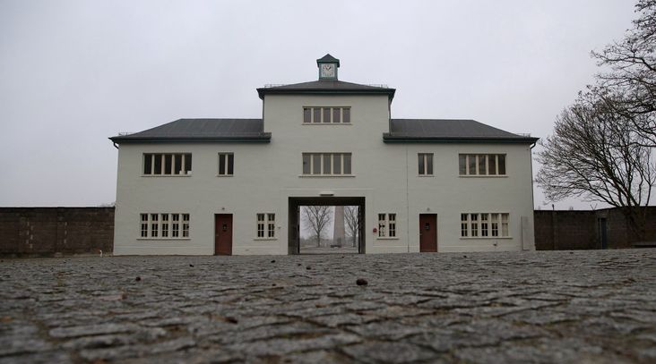 The entrance to the Sachsenhausen memorial near Berlin, Germany.