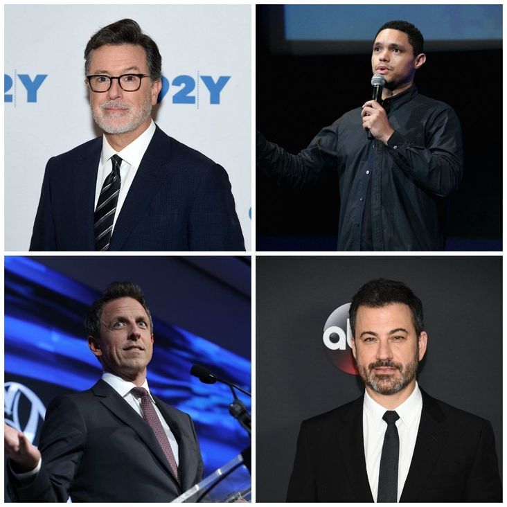 Stephen Colbert, Trevor Noah, Seth Meyers, and Jimmy Kimmel
