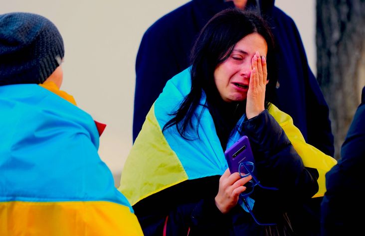 Ukrainian woman crying