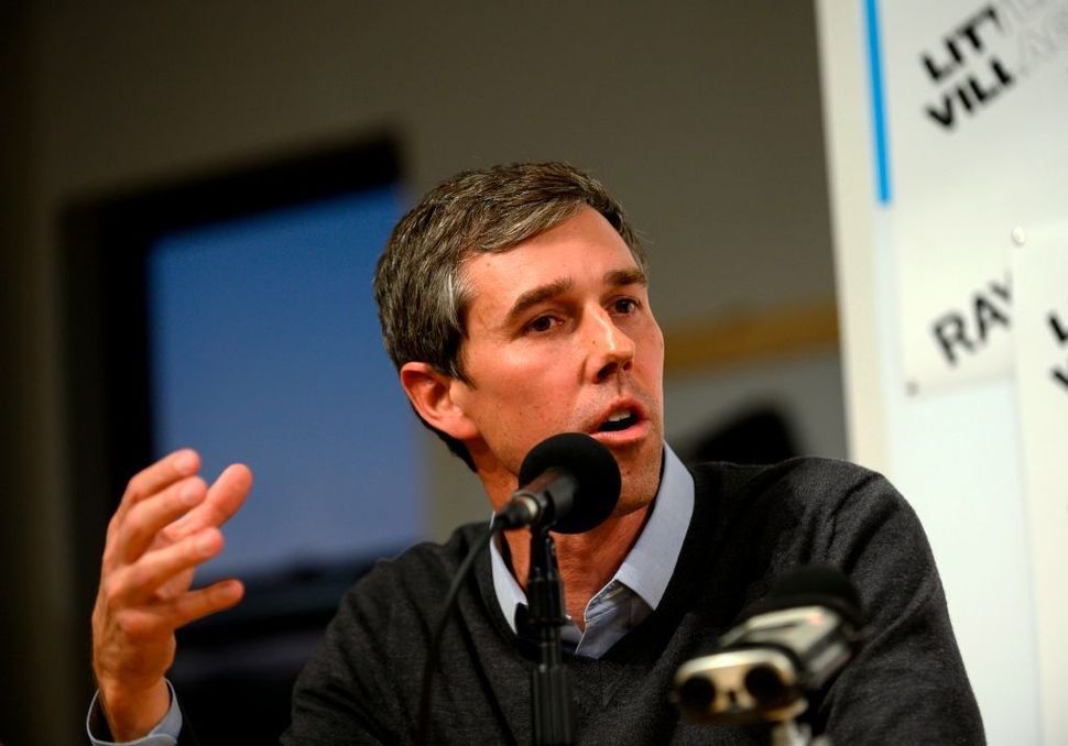 Former Texas congressman and Democratic presidential candidate Beto O'Rourke speaks during a podcast taping at Raygun in Cedar Rapids, Iowa on March 15, 2019.