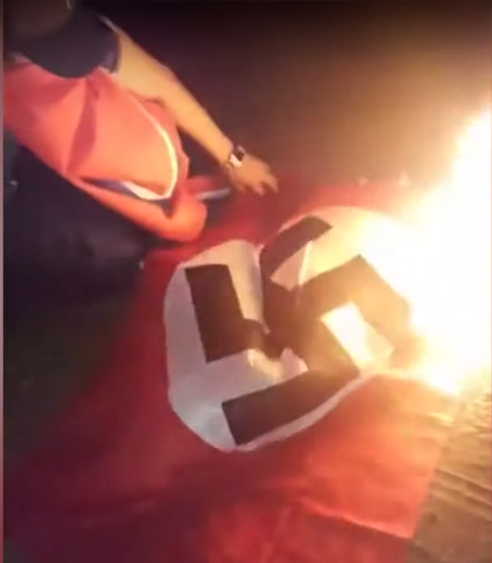 Nazi-flag-fire